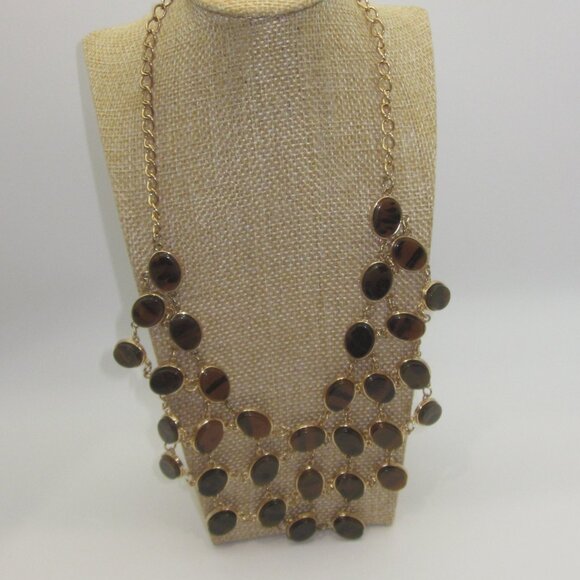 Golden Brown with Black Bib Necklace - Picture 4 of 5